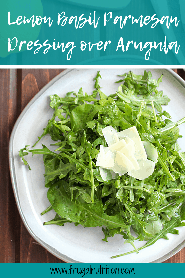 Lemon Basil Parmesan Dressing Over Arugula 