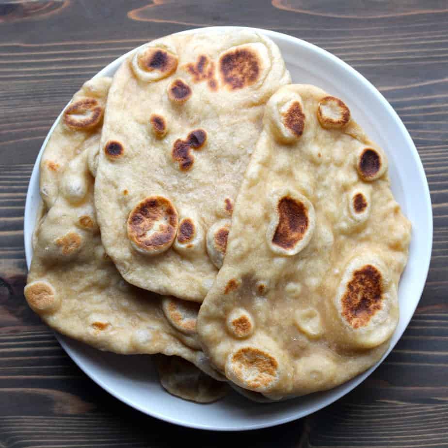 Easy Whole Wheat Naan by Frugal Nutrition #homemade #wholewheat #stovetop