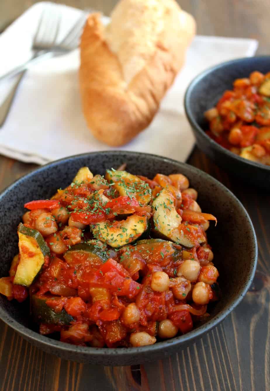 Roasted Chickpea Ratatouille #vegan | Frugal Nutrition