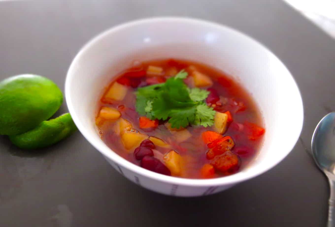 Sprouted Kidney Bean Lime Soup