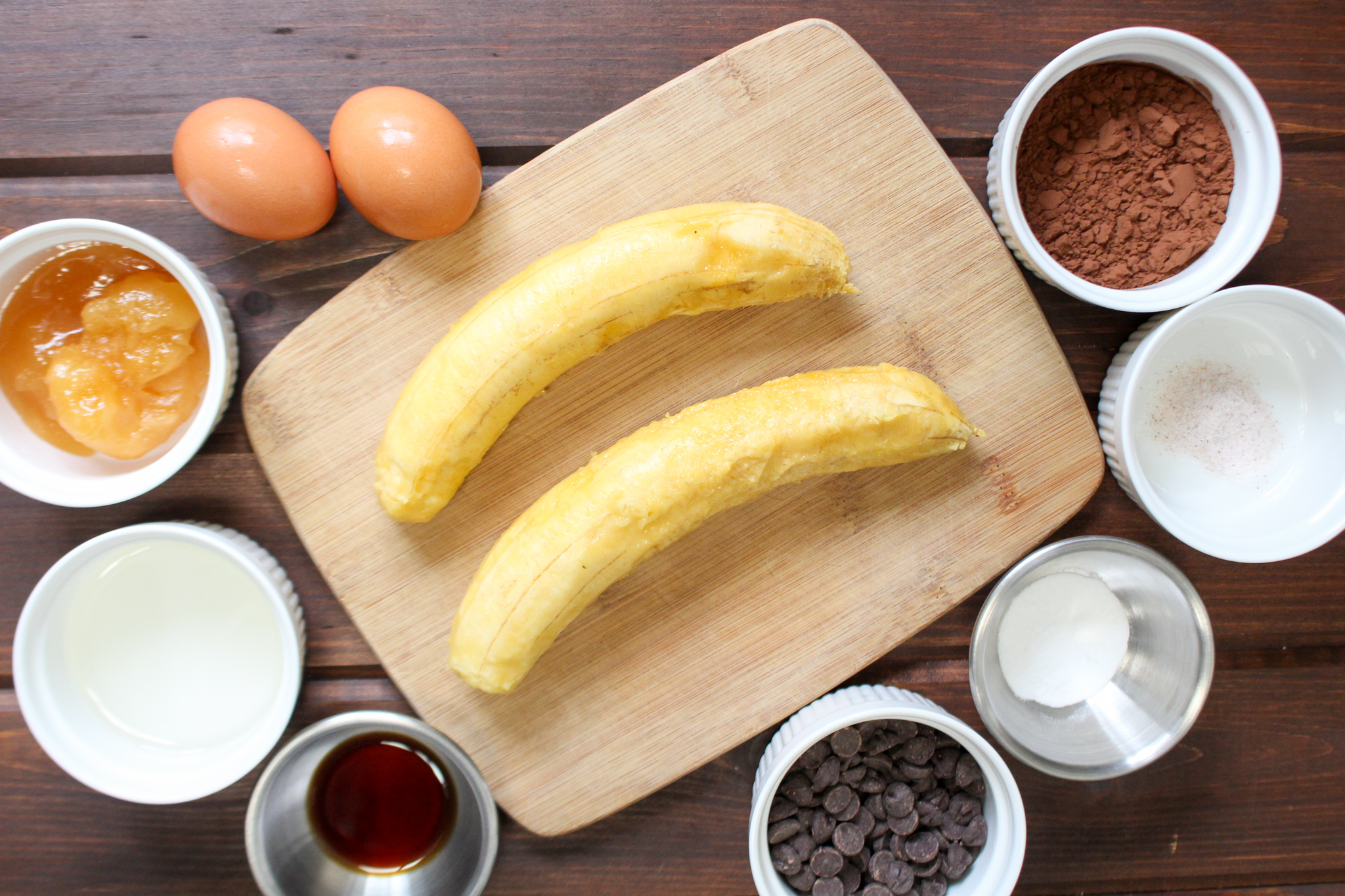 Ingredients for baking plantain chocolate cake