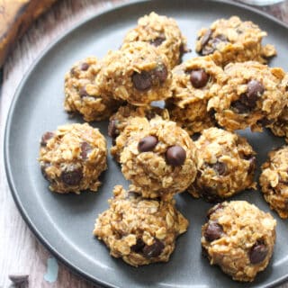 Plate of chocolate chip oat cookies