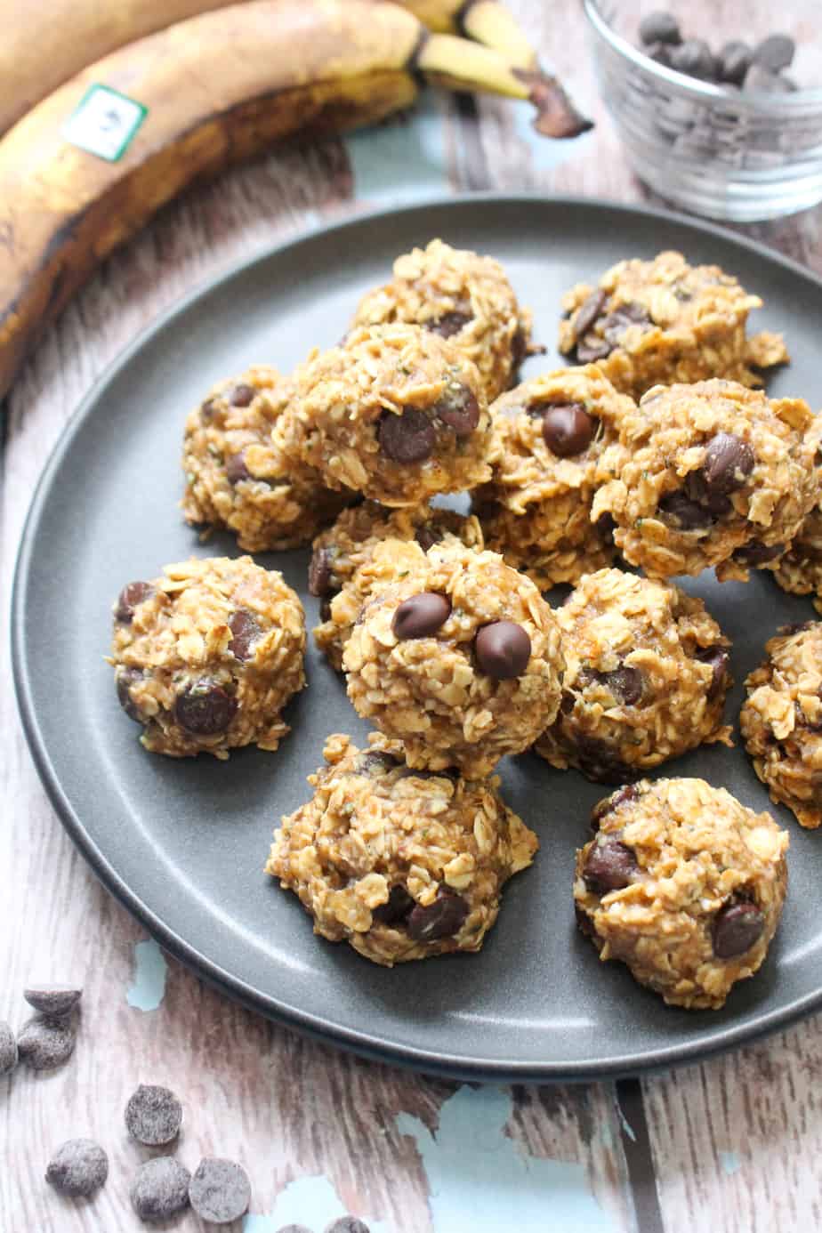 Plate of chocolate chip oat cookies