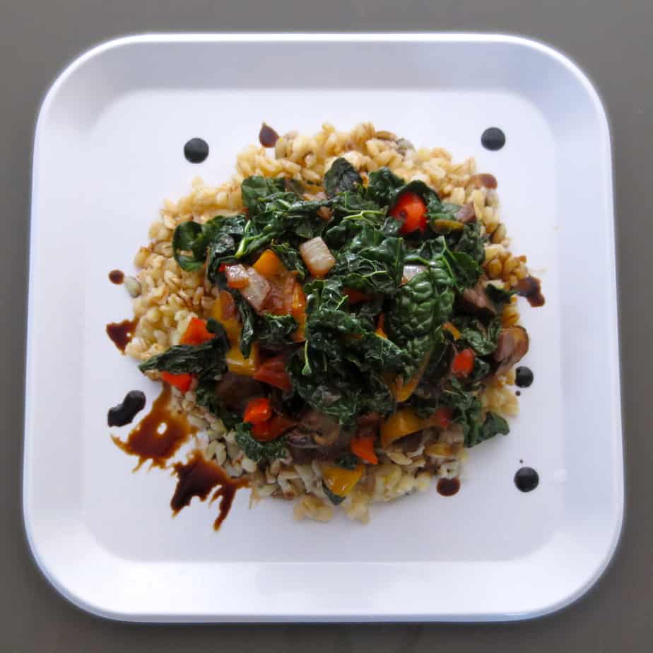 Warm Vegetarian Kale Barley Salad