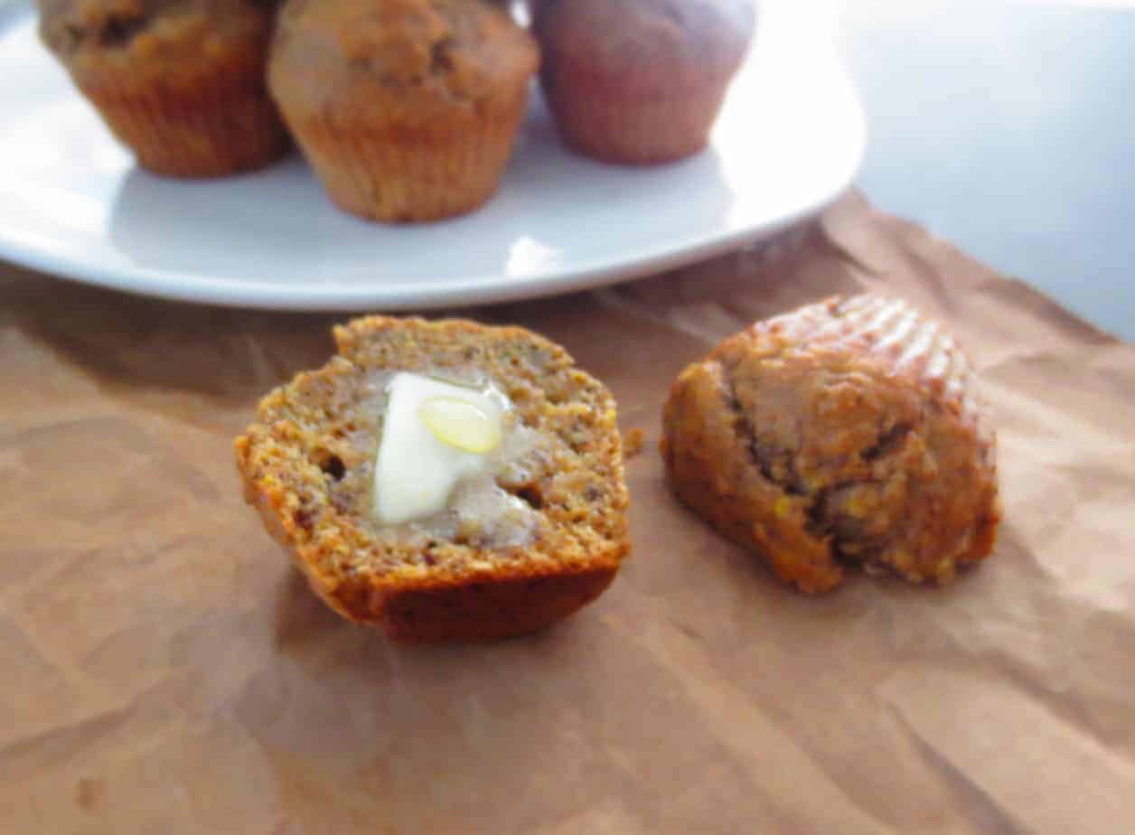 Banana Muffins, Butter, Honey