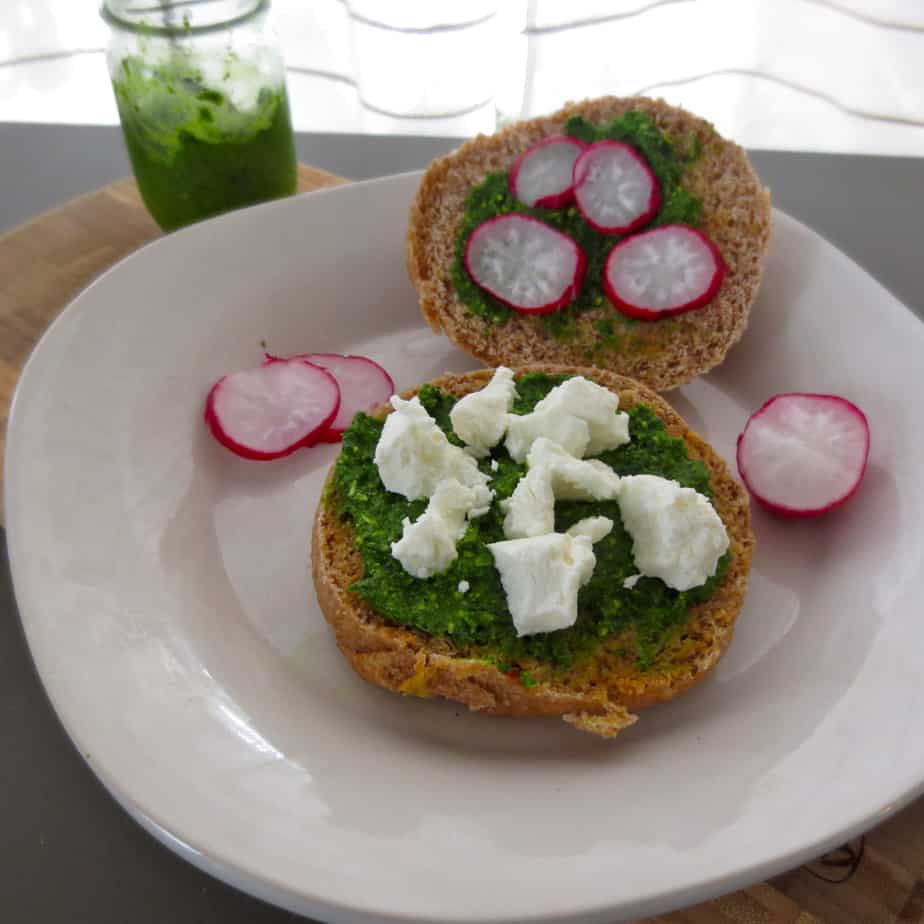 Kale Pesto Goat Cheese Radish Sandwich