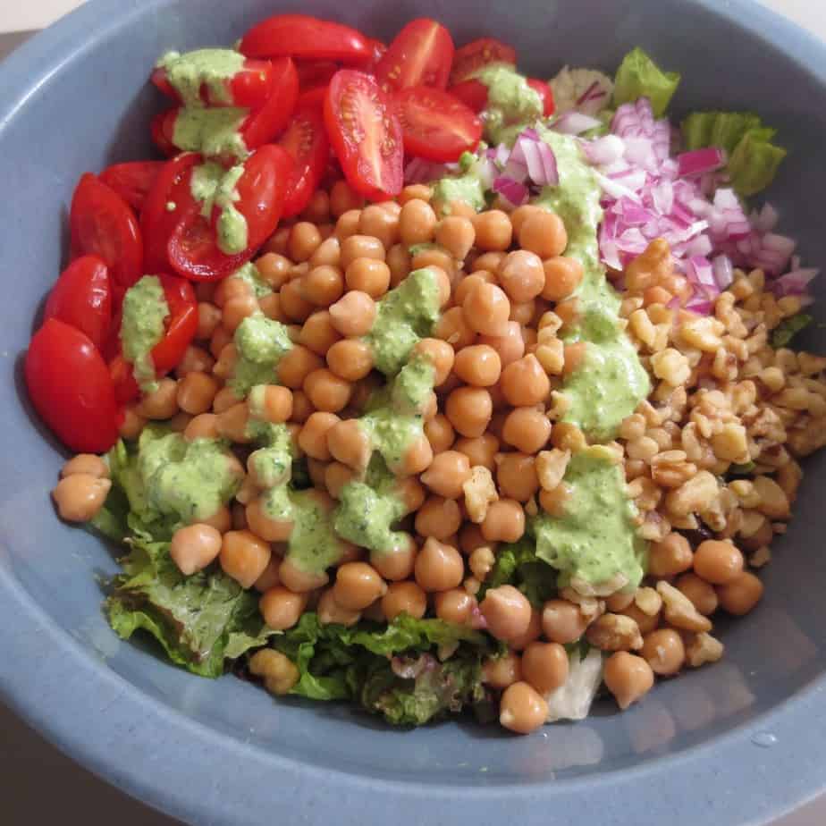 Chickpea Salad with Creamy Basil Dressing