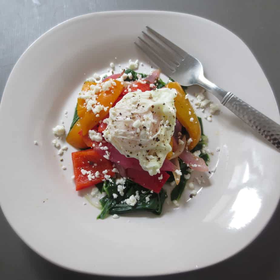 Poached Egg over Mediterranean Vegetables