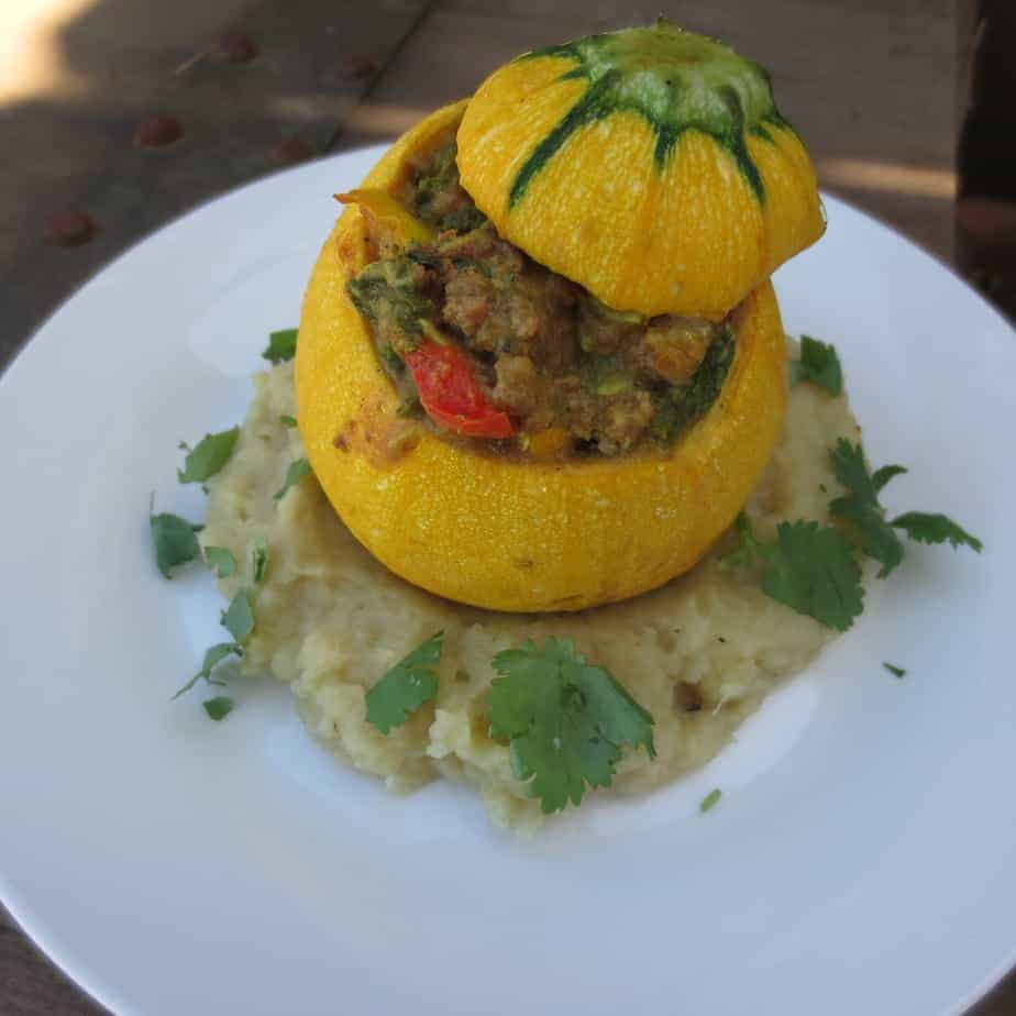 Stuffed yellow squash