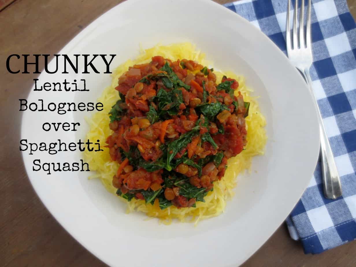 Chunky Lentil Bolognese over spaghetti squash