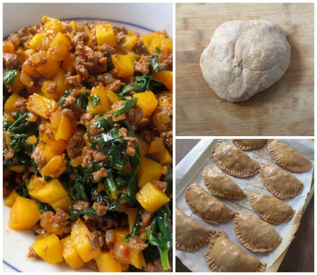 Whole Wheat Empanadas with Beef, Butternut Squash, and Kale or Spinach