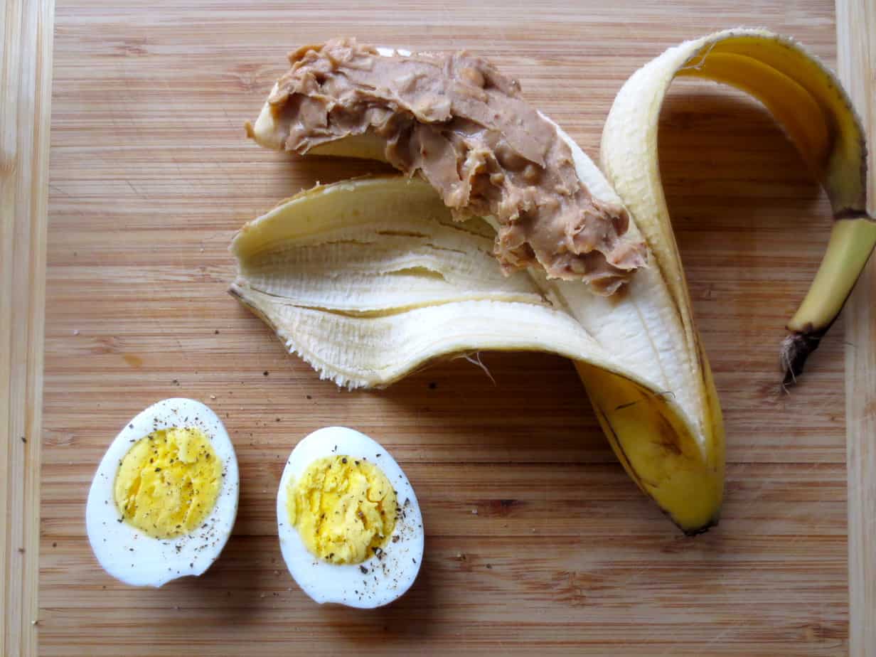 Easy Breakfast: Peanut Butter Banana + Hard-Boiled Egg