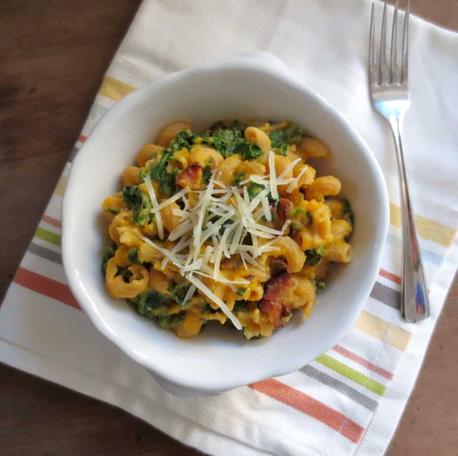 Creamy Bacon, Butternut, and Kale Pasta