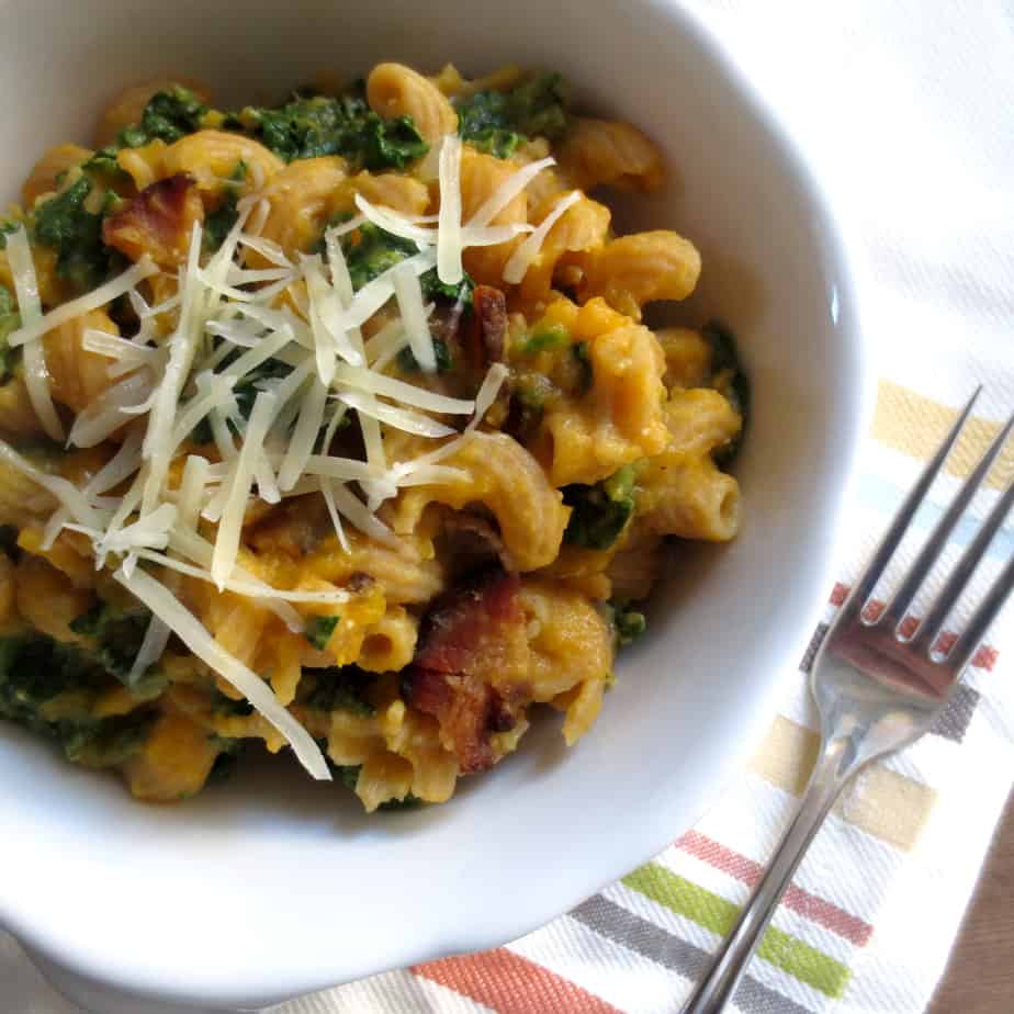 Creamy Butternut, Bacon, Kale, and Parmesan Pasta