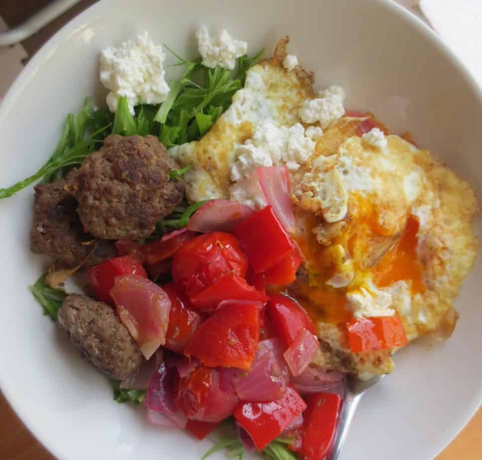 Breakfast salad with Nom Nom Paleo Maple Sage Sausage