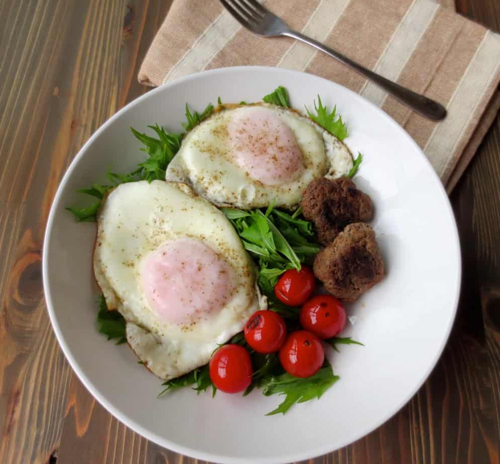 Breakfast Salad with Homemade maple sage sausage