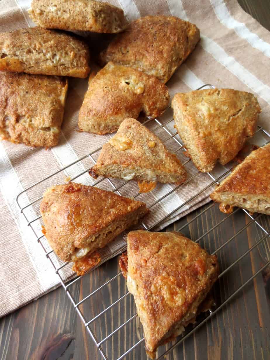 Spicy Whole Wheat Cheddar Scones #frugalnutrition #goodandcheap