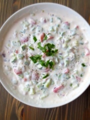 Raita - yogurt & cucumber sauce by #goodandcheap and #frugalnutrition