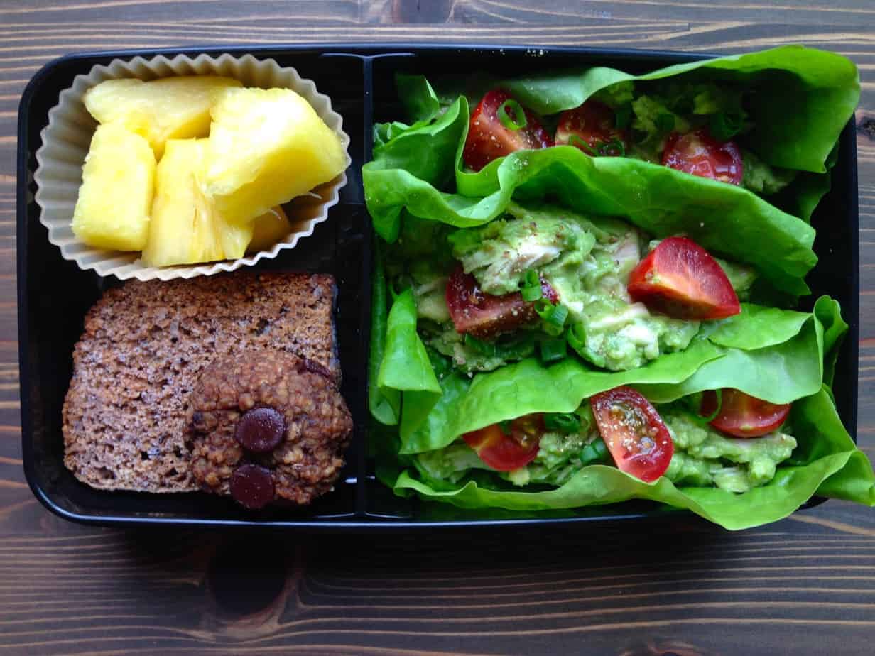 Real Food Bento Box: Chicken Avocado Lettuce Wraps