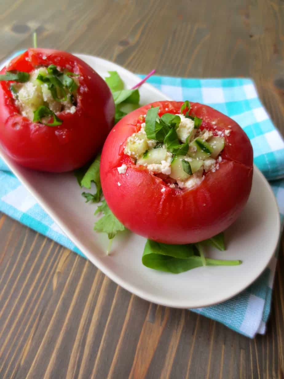 Cucumer-Feta-Stuffed Tomatoes