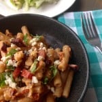 One-Pot Pasta: bacon, bleu cheese, sun-dried tomatoes
