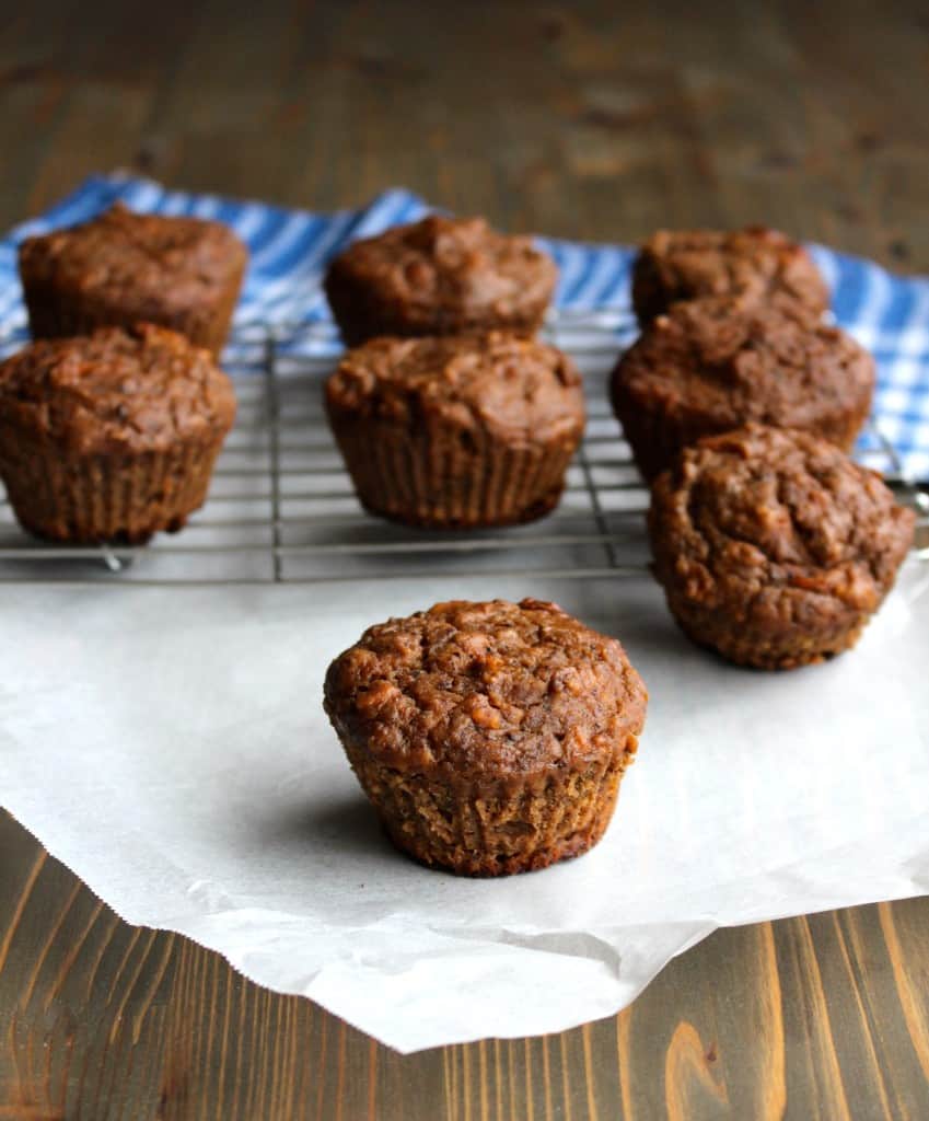 Carrot Cake Banana Muffins made with Whole Wheat Flour - no added sugar! | Frugal Nutrition