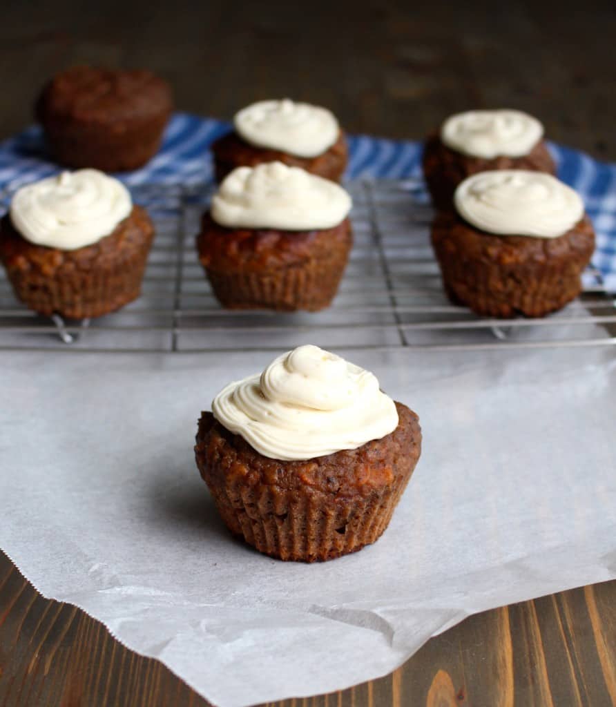 Carrot Cake Muffins with Maple Cream Cheese Frosting