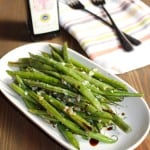 Green beans roasted with garlic, olive oil, and balsamic vinegar by Frugal Nutrition