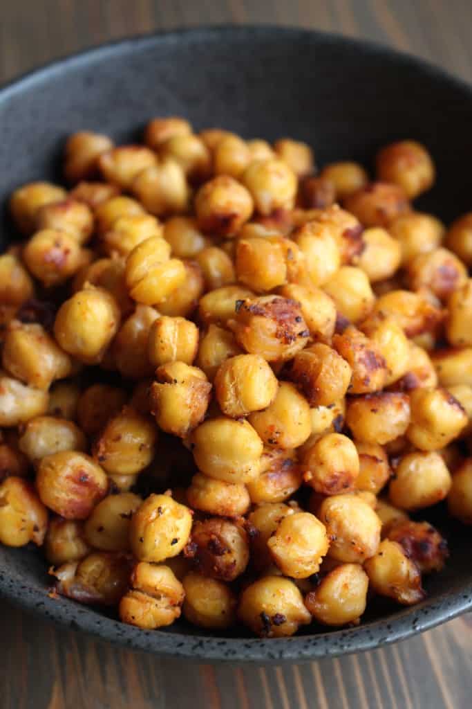 Salty & Spicy Roasted Chickpeas | Frugal Nutrition