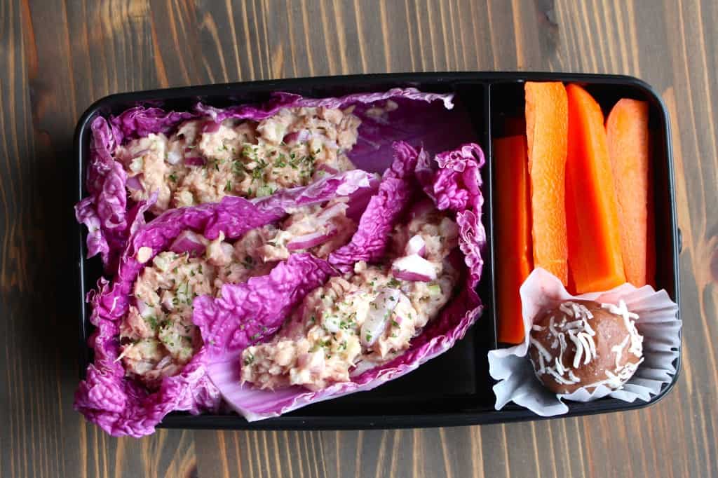 No Mayo Tuna Fish Cabbage Wraps Bento Box | Frugal Nutrition