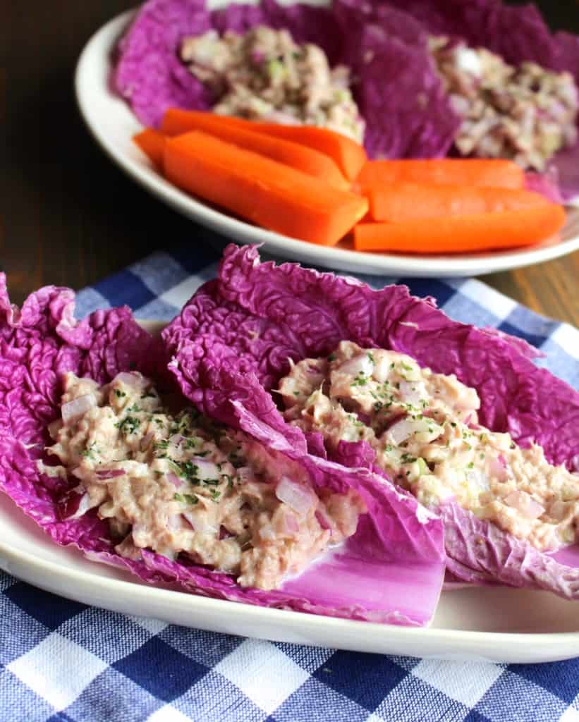 No Mayo Tuna Fish Salad Cabbage Wraps | Frugal Nutrition