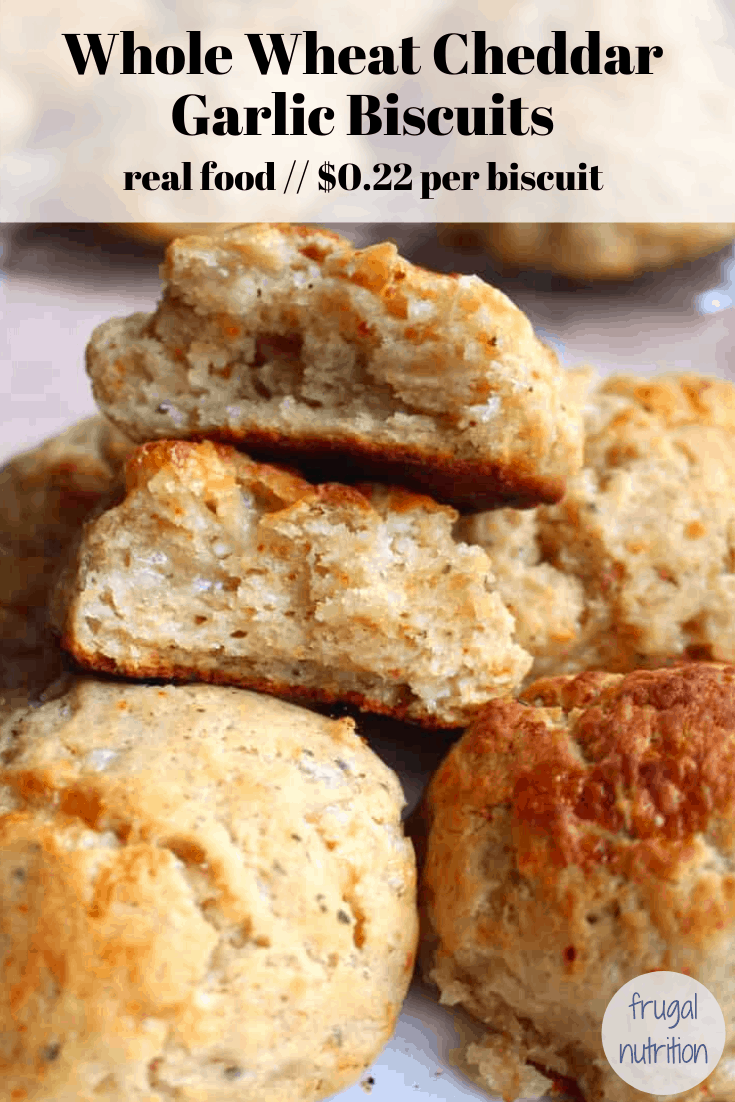 Whole Wheat Cheddar Garlic Biscuits by frugalnutrition.com