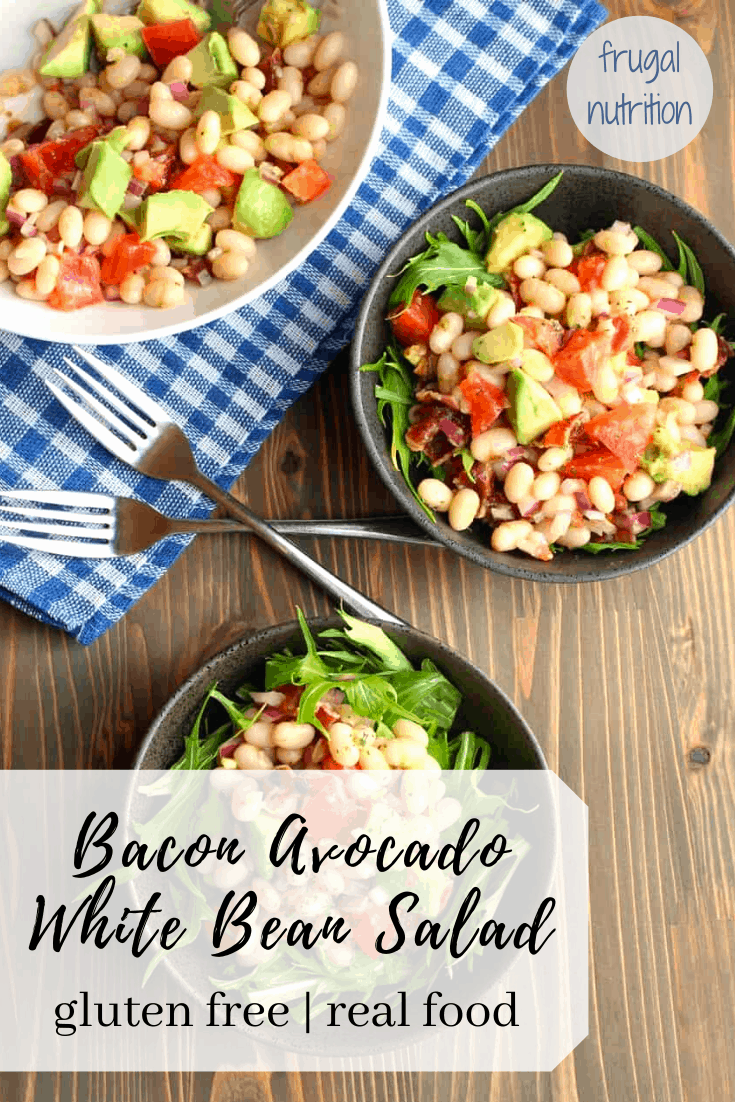 Bacon Avocado White Bean Salad with text overlay