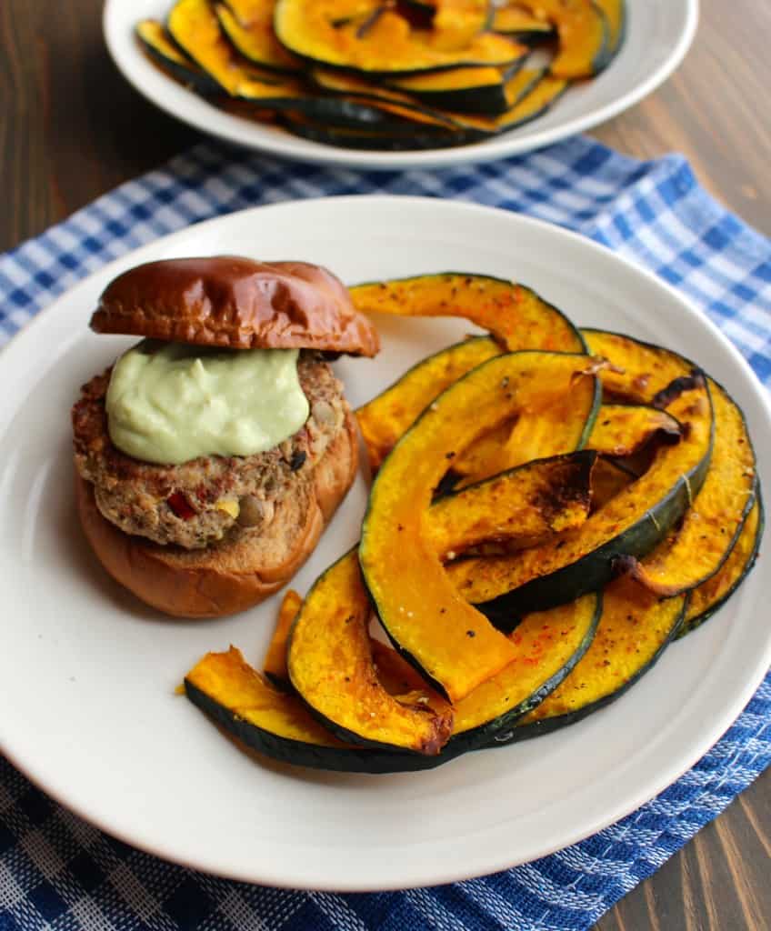 Lentil & Turkey Burgers with Roasted Kabocha Squash | Frugal Nutrition