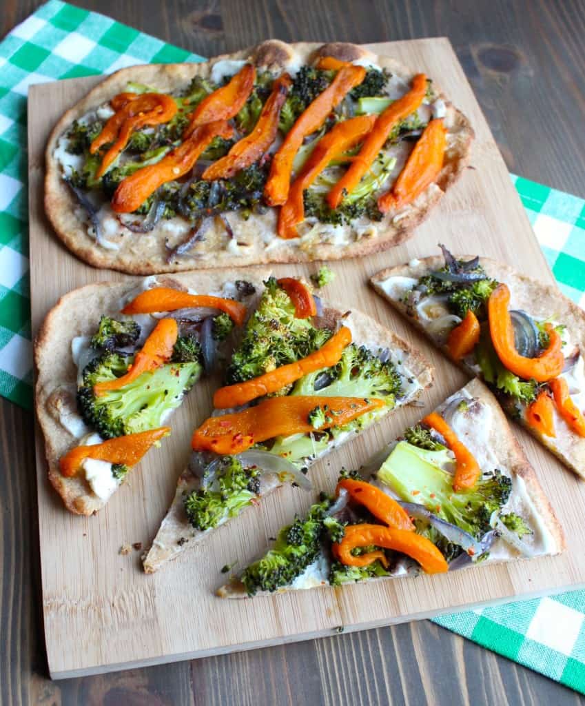 Roasted Vegetable Naan Pizza with Ricotta | Frugal Nutrition #pizza #naan #veggies