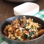 Italian Sausage Rice Bowl with Spinach and Parmesan #onepan #easy #recipe | FrugalNutrition.com