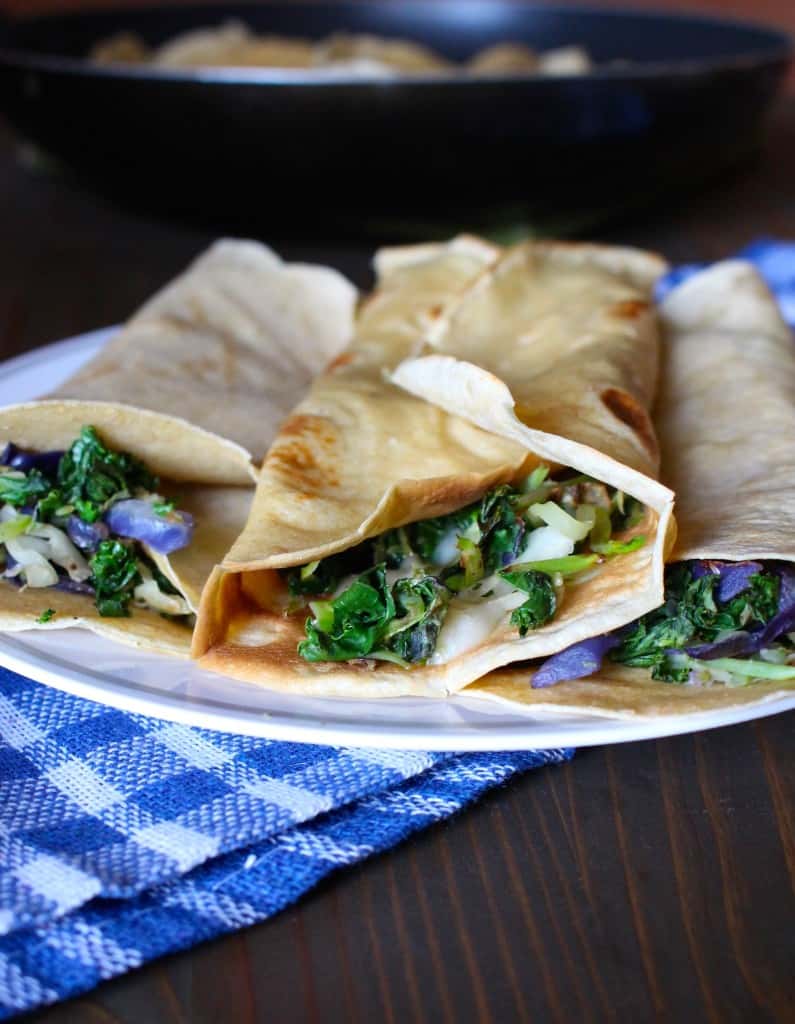 Whole Wheat Crepes with Kale and Cheddar | Frugal Nutrition #traderjoes #weeknight