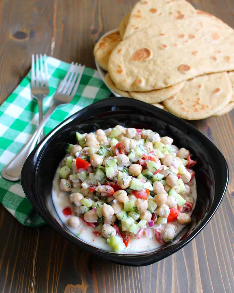 Chickpea Tzatziki Salad by Frugal Nutrition #dill #lemon #chickpeas #tzatziki #vegetarian