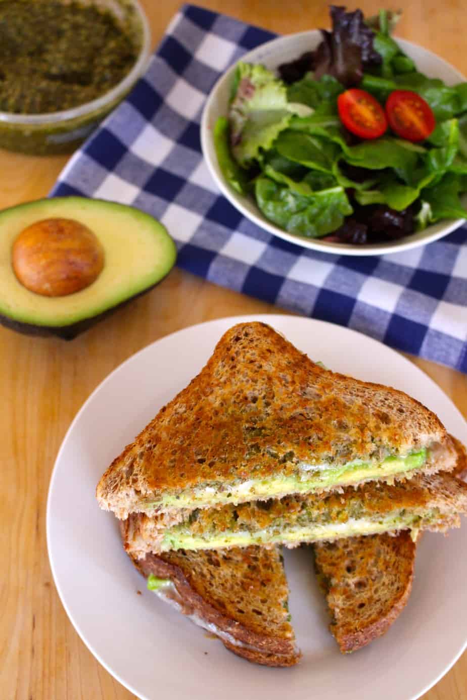 Pesto, Provolone, & Avocado Grilled Cheese | Frugal Nutrition