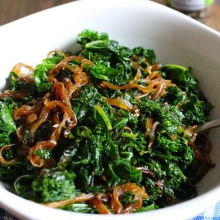 Caramelized Onions and Kale | Frugal Nutrition #vegetablesides