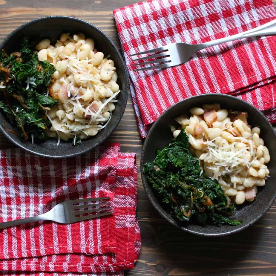 Easy Creamy Italian White Beans with Kale | frugalnutrition.com