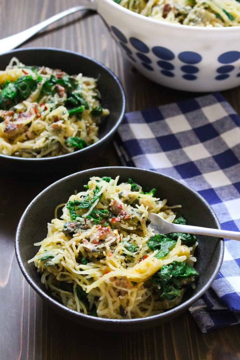 Creamy Spaghetti Squash Dinner | Frugalnutrition.com