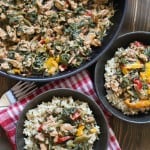 One-Pan Coconut Ground Turkey with Peppers and Spinach | FrugalNutrition.com #weeknightdinner