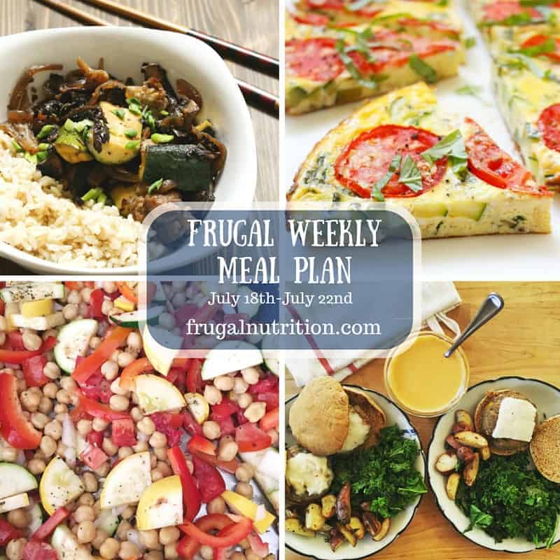 Budget Weekly Meal Plan July 18th-July22nd