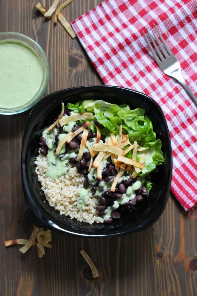 Easy Quinoa & Black Bean Salad with Creamy Cilantro Jalapeño Dressing | Frugal Nutrition