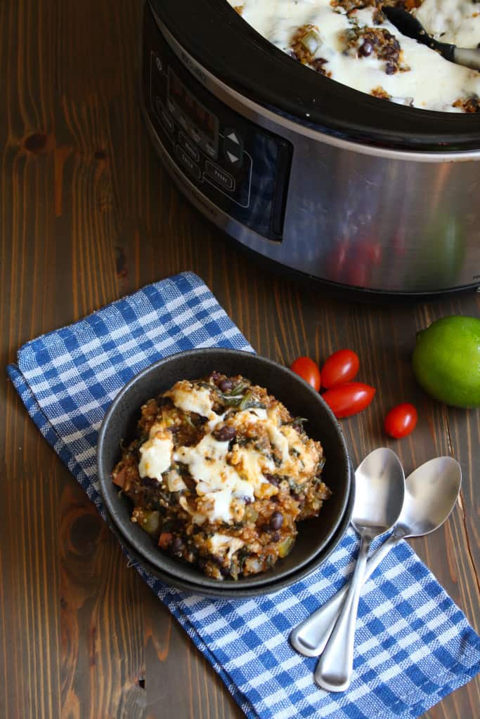 Slow Cooker Quinoa Enchilada Casserole with Spinach | Frugal Nutrition