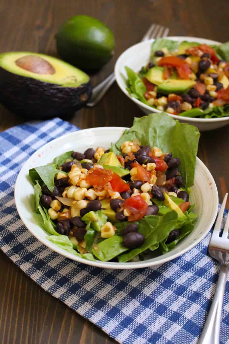 Super Easy Pan Roasted Corn and Tomato Salad with Avocado | Frugal Nutrition