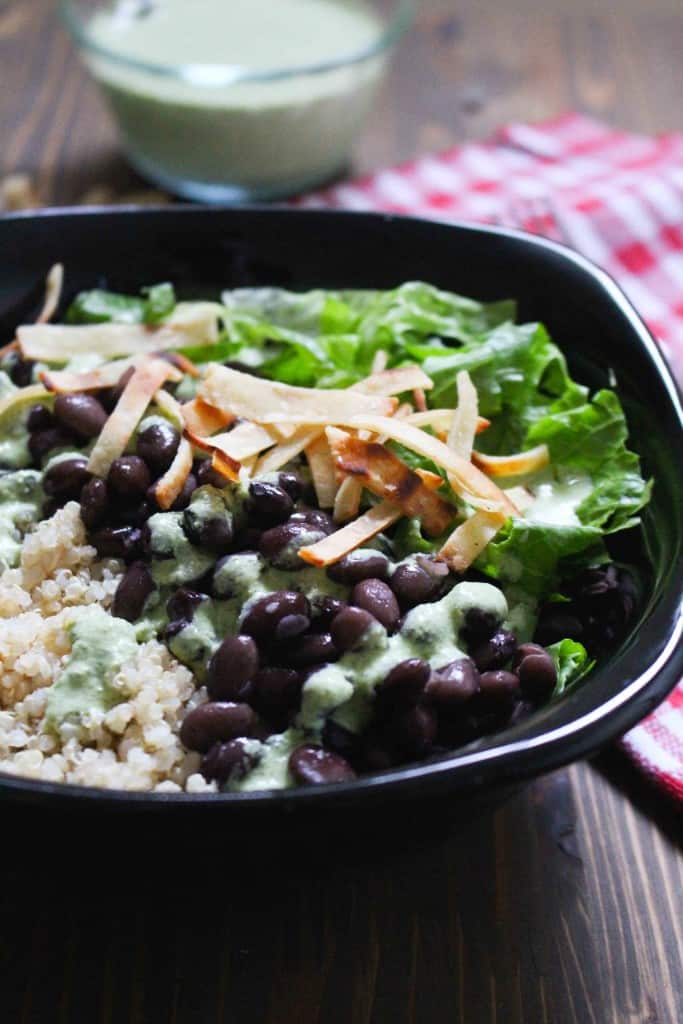 Weeknight Black Bean -Quinoa Salad with Cilantro Jalapeño Dressing | Frugal Nutrition