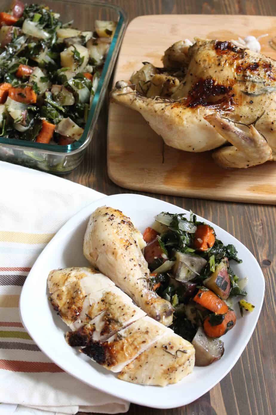 Slow Cooker Rosemary Chicken with Potatoes, Carrots, & Collards | Frugal Nutrition