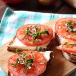 Garlic Ricotta Toast with Tomatoes and Basil | Frugal Nutrition